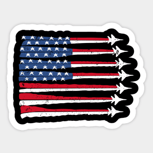 Fighter Jet Airplane American Flag Patriotic 4th Of July distressed Sticker